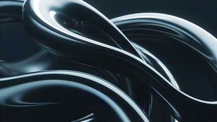 High-end abstract background with smooth liquid curves in dark tones and metallic glow, futuristic luxury style, 4K