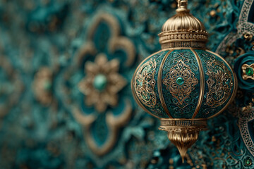 Ramadan Lantern on a Green Background