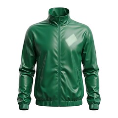 Shiny Green Track Jacket with Stand Collar