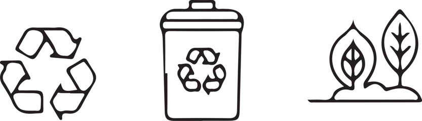 Recycling and Sustainability Icons Set | Eco Friendly Environment Line Vector.