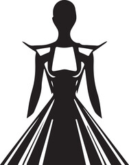 Fashion Dress Silhouette | Elegant Gown Couture Female Vector Illustration.