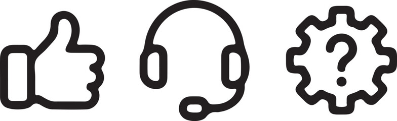 Customer Support Icons Set  Like Headset Help Settings Vector.