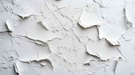 Wrinkled, crumpled, and glued white paper poster texture background.