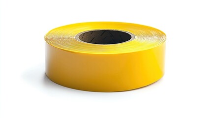 Yellow adhesive paper tape isolated on a white background.