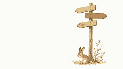 Rabbit near wooden signpost © Wester