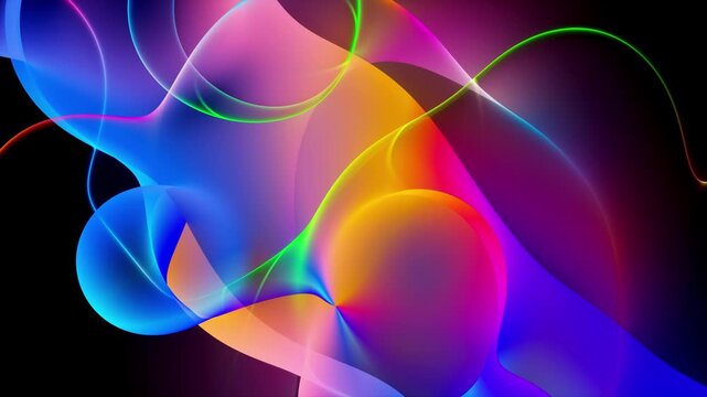3d render of abstract art 3d background wallpaper with smooth and round substance based on meta balls spheres or bubbles in matte plastic material in red blue purple and yellow gradient color
