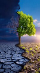 Tree symbolizing hope and resilience in a divided landscape