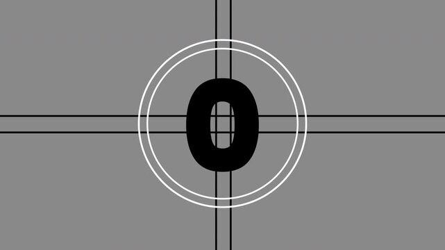 Countdown Timer from 5 to 0 number, 5 second Countdown old film animation, countdown Timer from Five to zero, Old film movie timer in 4k.
