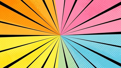 Four Color Comic Style Background with Halftone Dots