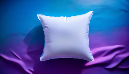White Pillow Symbolizing Rest Dreamy Blue Purple Background