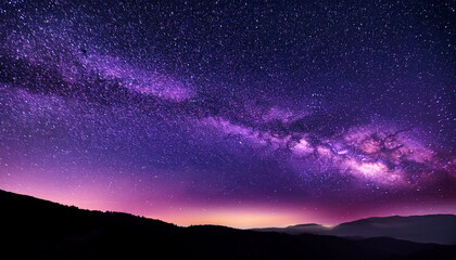 Fototapeta premium Purple And Black Night Sky With Stars And A Purple And Black Sky