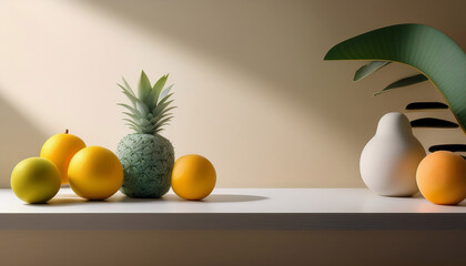 Minimalist Ripe Fruit Display With Soft Textures And Clean Composition