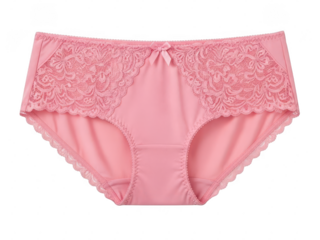 Pink lace trim women's underwear isolated on transparent background