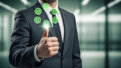Businessman interacting with digital interface in a modern office