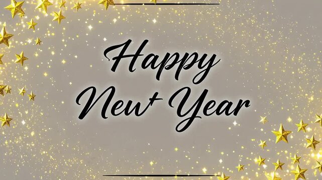 New Year greeting with stars and sparkles