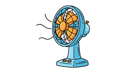 Obraz premium Fan Icon with Orange Blades for Cooling and Air Circulation