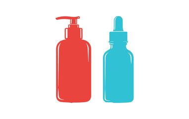 Illustration of a skin care bottle set. Beauty vector on a white canvas.