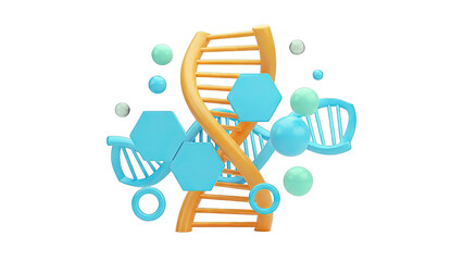 3D DNA Helix with Molecules