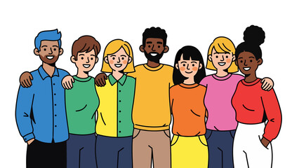 Diverse Group of People Standing Together Smiling