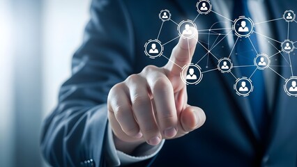 Businessman interacting with digital network connections