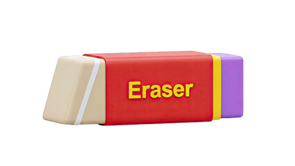 3D Render of a Multi-Colored Eraser with the word 'Eraser' written on it
