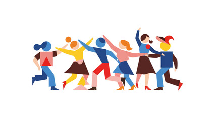 Obraz premium Abstract Figures of People Dancing Together in Joyful Celebration