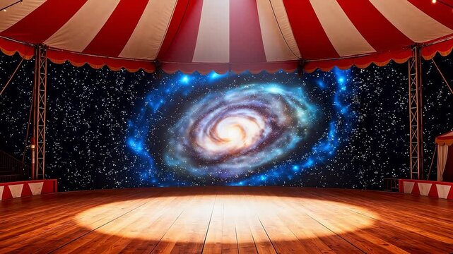 Circus tent stage with spotlight