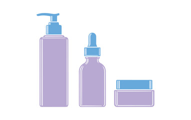Skin care bottle set graphic. Beauty vector design on white.