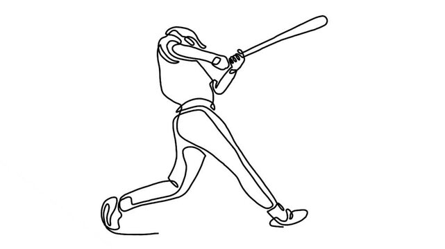 Continuous line animation of baseball player