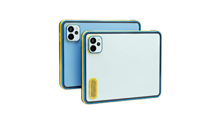 Blue and White Tablets with Yellow and Blue Trim