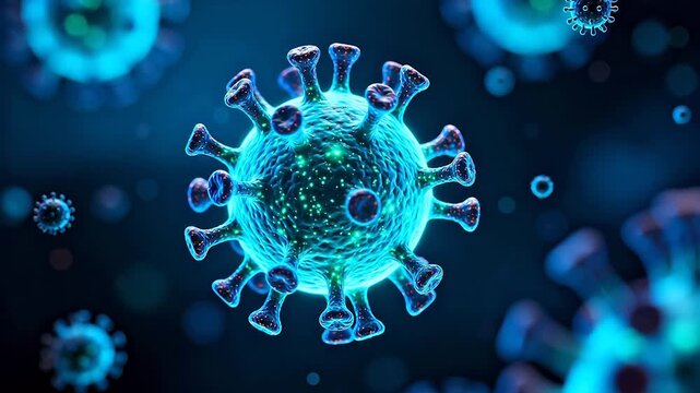 Virus cell under microscope