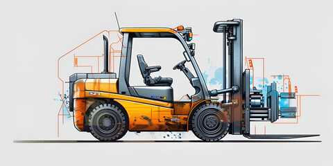 Forklift Design, Industrial Equipment, Engineering Drawing

