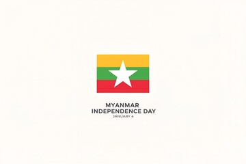 Myanmar Independence Day Minimal Flag Poster Design
