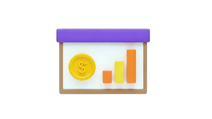 3D Icon: Finance Growth Chart with Dollar Coin