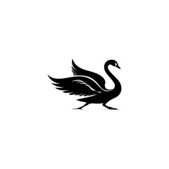 swimming swan silhouette vector icon 