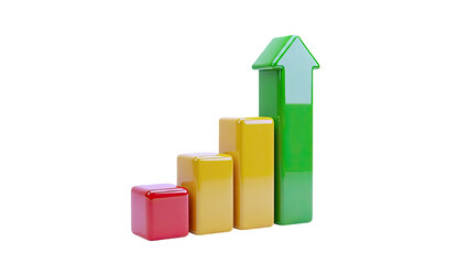 3D Bar Chart with Upward Arrow