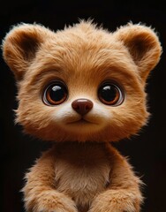 fluffy brown teddy bear with soft fur and outstretched paws on black background evoking warmth and comfort
