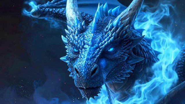 Majestic Blue Dragon Unleashes Elemental Fury in Stunning Digital Art.