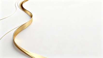 Corporate governance excellence minimal luxury abstract background with medium gold line flowing at the left on white surface background, ideal for corporate finance, banking, and executive brandin