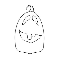 Outline for Coloring of Halloween Pumpkin. One of the Fall Holiday Symbol. Vector Illustration.