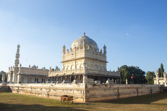 India, Karnataka, Mysuru, Beautiful Panoramic View  of Gumbaz-e-Shahi, The Tipu Sultan Resting Place, .Srirangpatana.