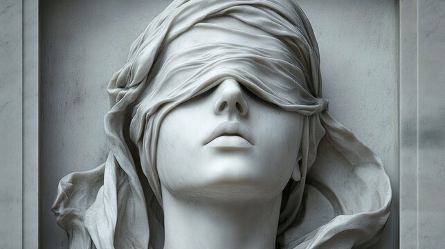 marble bust draped in a flowing veil with intricate carved folds, serene and timeless elegance