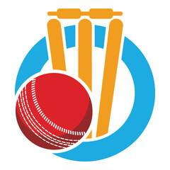 Abstract Cricket Stumps and Ball Icon Vector Design for Sports Logo