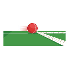 Cricket Ball Crossing Boundary Rope Vector Illustration for Sports Game