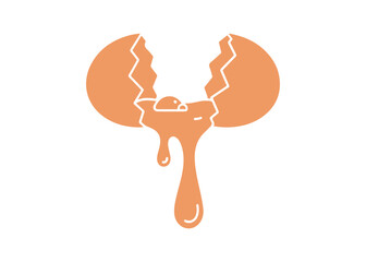 Egg white glyph representation. A shell that is cracked revealing albumen. Protein source. Natural moisturizer. Dermatology incorporating organic elements. Isolated vector illustration.