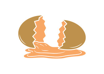 Egg white represented as a glyph icon. Shell cracked open to show albumen. Protein-rich source. Functions as a natural moisturizer. Dermatology with organic materials. Isolated vector illustration.