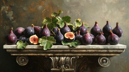 Still Life of Ripe Figs on a Marble Surface