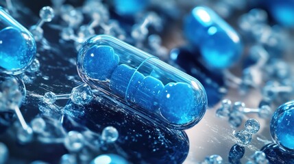 Medical Capsule, Molecular Structure Background, Research, Future of Medicine