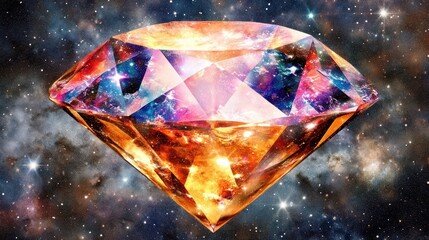 Cosmic Diamond in Nebula and Starry Sky