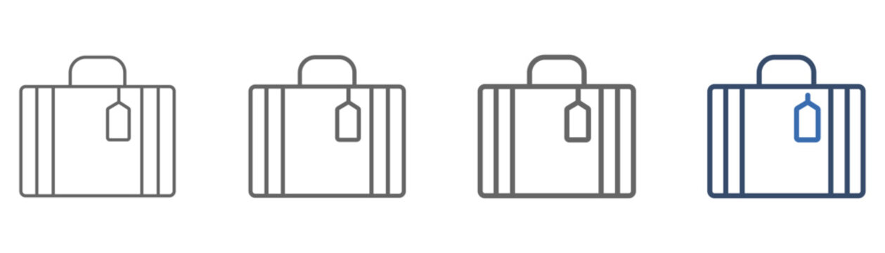 
outline icon set luggage with travel suitcase design